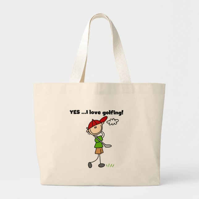 Bolsa Tote Grande SIM Eu Amo Camisetas e Presentes de Golfe (Frente)