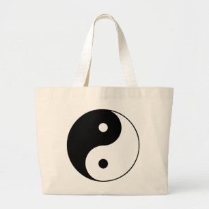 Bolsa Tote Grande Símbolo Clássico de Yin Yang Preto e Branco Design