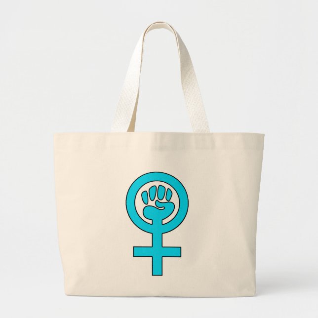 Bolsa Tote Grande Símbolo da feminista do poder das mulheres (Frente)