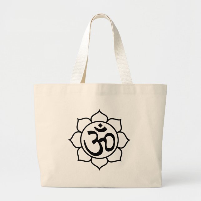 Bolsa Tote Grande Símbolo de Aum da flor de Lotus (Frente)