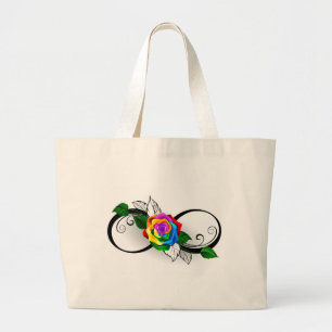 Bolsa Tote Grande Símbolo de Infinito com Rosa Arco-íris