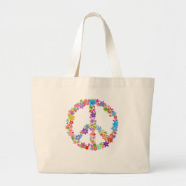 Bolsa Tote Grande Símbolo de paz, Design de força colorida