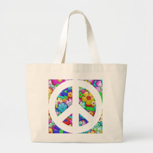 Bolsa Tote Grande Símbolo de paz Hippy Tote Bag