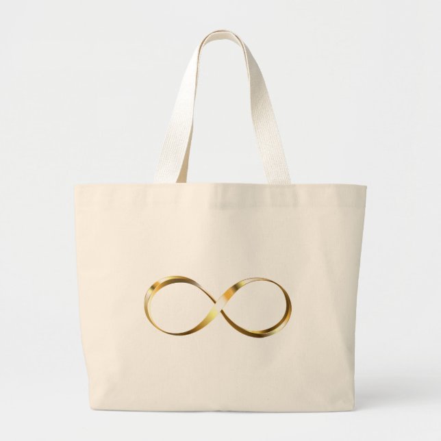 Bolsa Tote Grande Símbolo Infinity do ouro (Frente)
