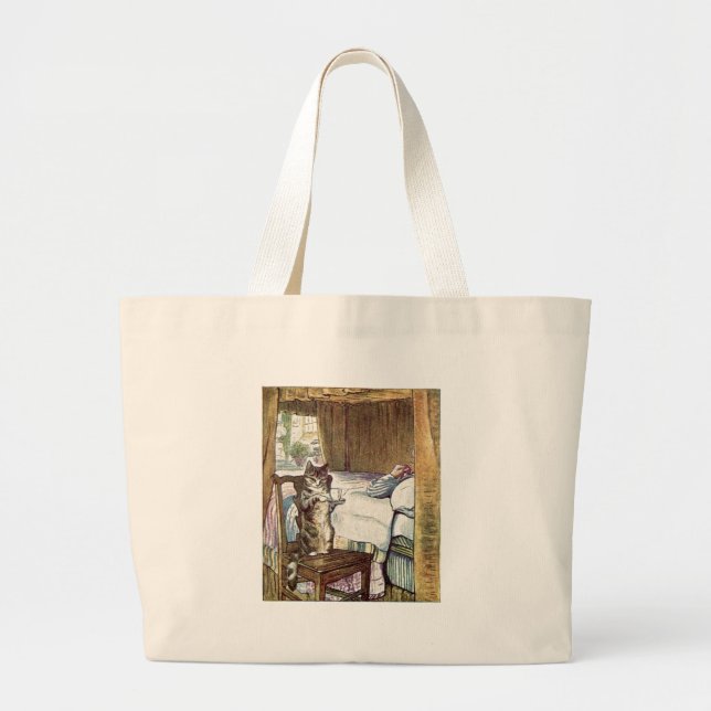 Bolsa Tote Grande Simpkin o gato serve o chá - Beatrix Potter (Frente)