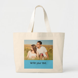 Bolsa Tote Grande simples e mínimo adicionar seu texto foto      ch