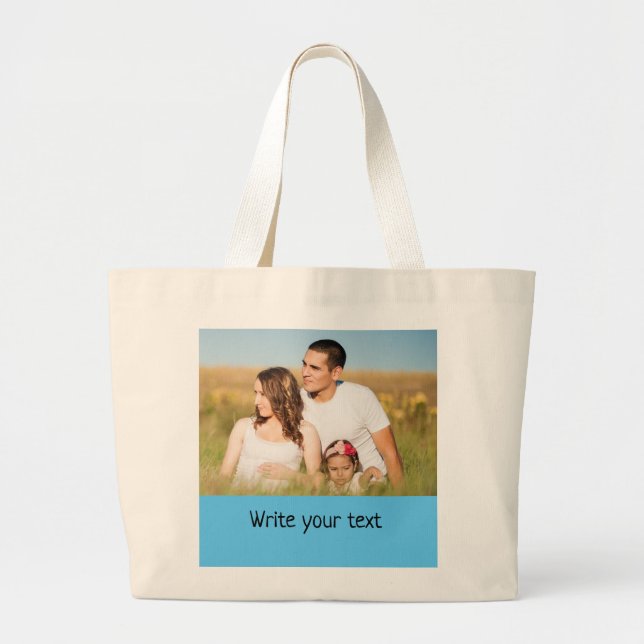 Bolsa Tote Grande simples e mínimo adicione seu natal de fotos de te (Frente)