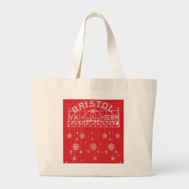 Bolsa Tote Grande Sinal Bristol de Natal Vermelho (Frente)