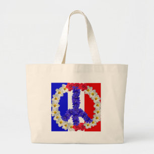 Bolsa Tote Grande sinal de paz da bandeira francesa