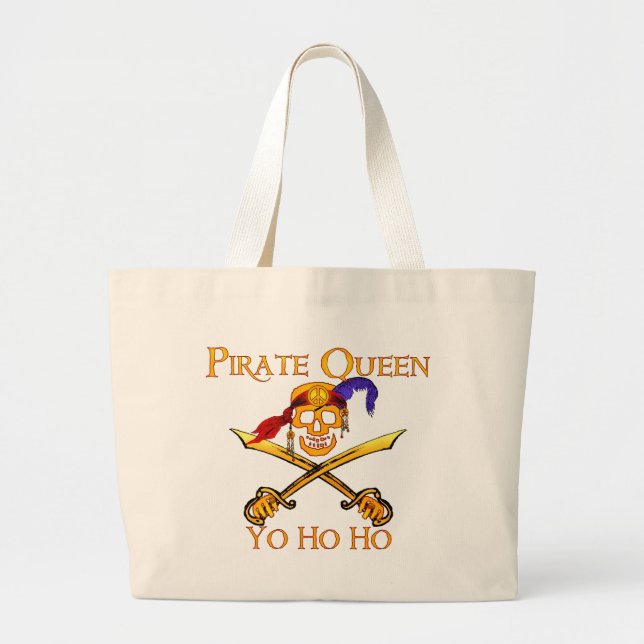 Bolsa Tote Grande Sinal de Paz da Rainha Pirata (Frente)