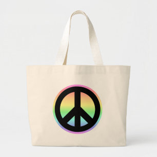 Bolsa Tote Grande Sinal de paz Pastel do arco-íris