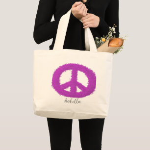 Bolsa Tote Grande Sinal de Paz Roxo