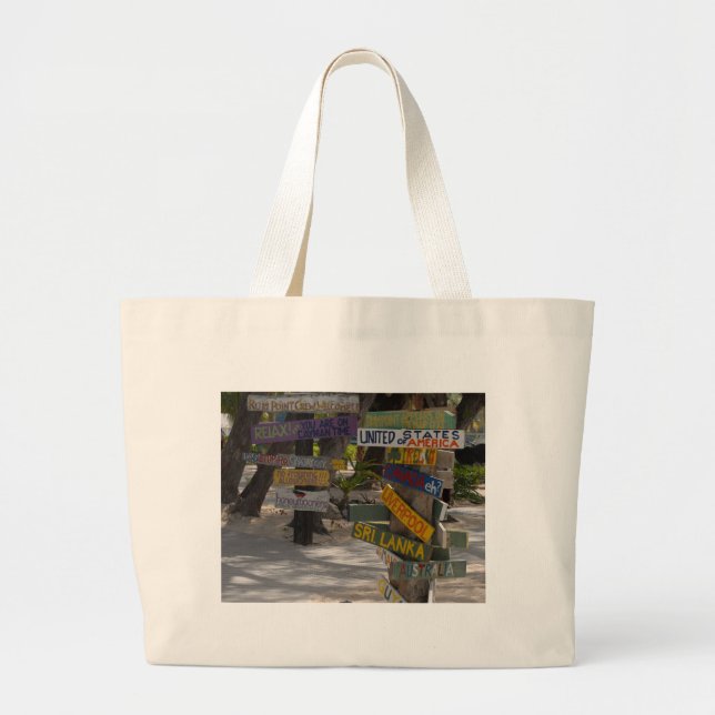 Bolsa Tote Grande Sinal Poste Rum Point Grand Cayman (Frente)