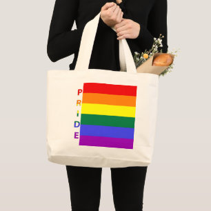 Bolsa Tote Grande Sinalizador arco-íris do orgulho LGBT