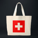 Bolsa Tote Grande sinalizador de suiça<br><div class="desc">A bandeira da Suiça (alemã: Schweizerfahne; francesa: drapeau de la Suisse; italiana: bandiera svizzera; Romansh: bandiera de la Svizra) exibe uma cruz branca no centro de um campo vermelho quadrado. A cruz branca é conhecida como a cruz suíça.</div>