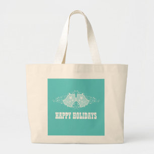 Bolsa Tote Grande Sinos de Férias e Rochas, Saco de Tota, Aqua