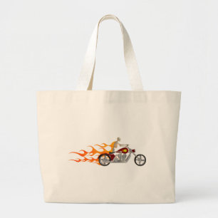 Bolsa Tote Grande Skeleton Biker & Flames: