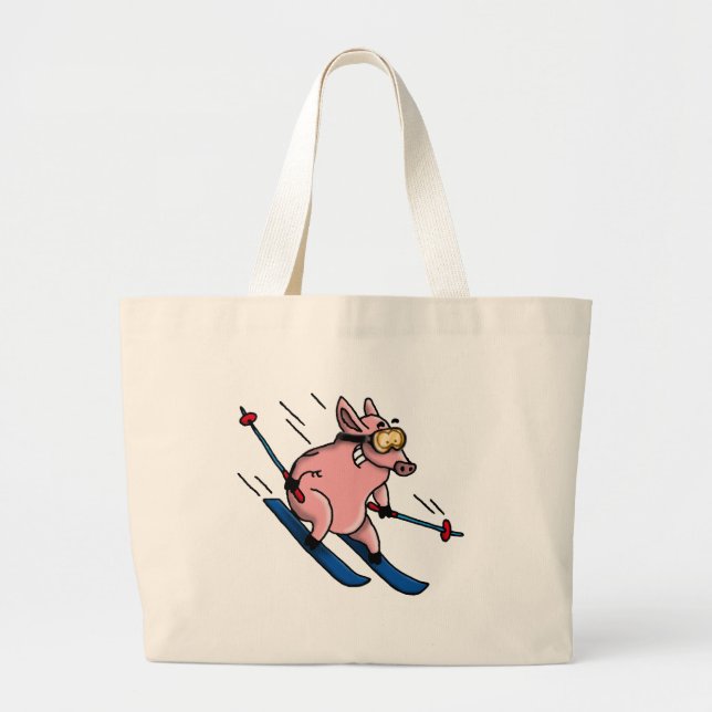 Bolsa Tote Grande skiing pig (Frente)