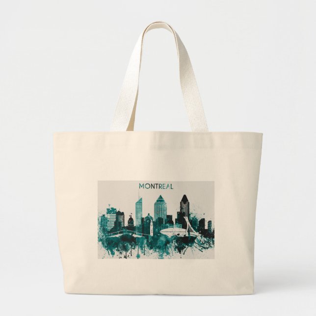 Bolsa Tote Grande Skyline da cidade de Montreal (Frente)