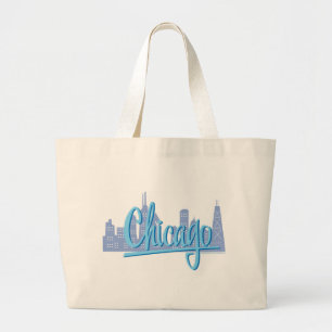 Bolsa Tote Grande Skyline ventosa da cidade de Chicago