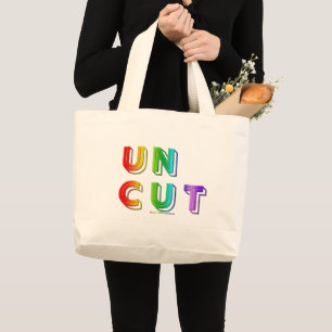 Bolsa Tote Grande SlipperyJoe não cortado vibrante animado neon arco