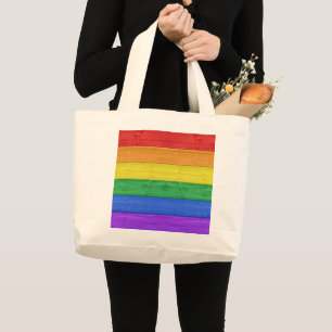 Bolsa Tote Grande SlipperyJoe's clássico arco-íris tátil feito à mão
