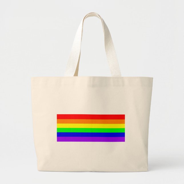 Bolsa Tote Grande smcroppedPureGayPrideRainbow (Frente)