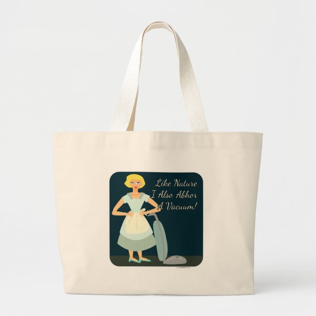 Bolsa Tote Grande Snarky Anti Vacuum Slogan Mulher doméstica Kitsch  (Frente)