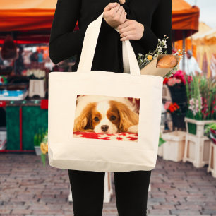 Bolsa Tote Grande Snowflake Cavalier King Charles Spaniel