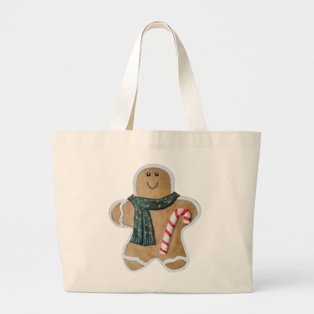 Bolsa Tote Grande Snowman biscoito Tote Bag (Frente)