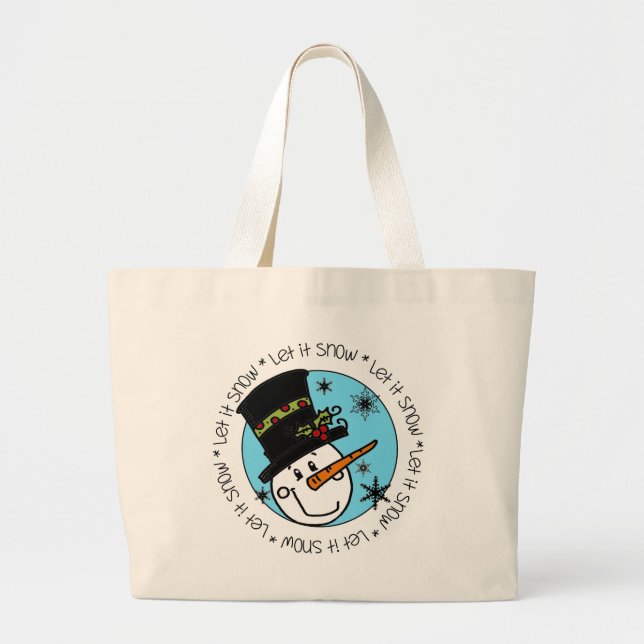 Bolsa Tote Grande Snowman Deixe-o nevar (Frente)