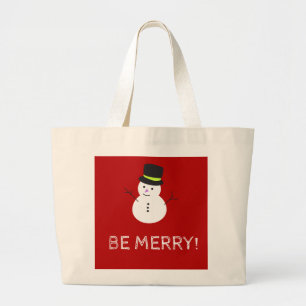 Bolsa Tote Grande Snowman Seja Feliz