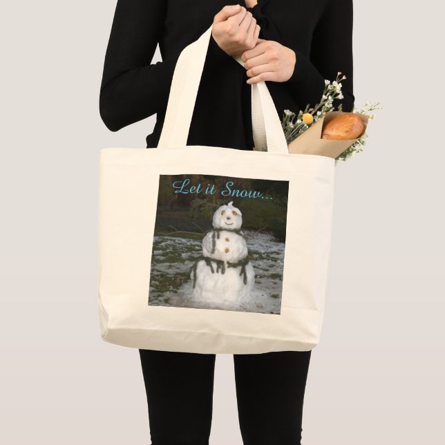 Bolsa Tote Grande Snowman Tote Bag (Frente (produto))