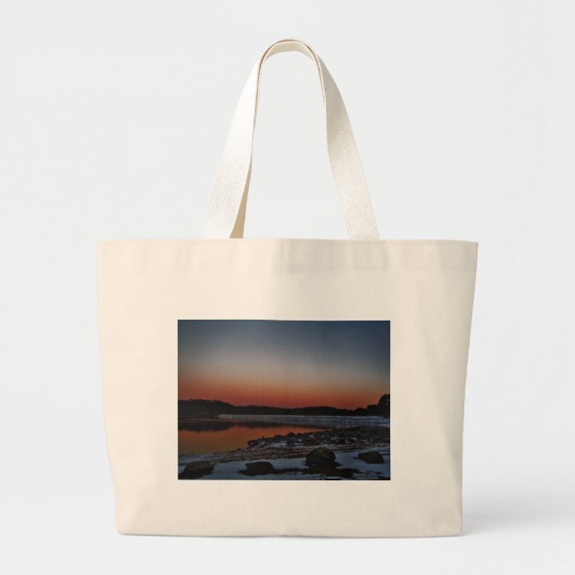 Bolsa Tote Grande Snowy Sunset no lago Arrohead (Frente)