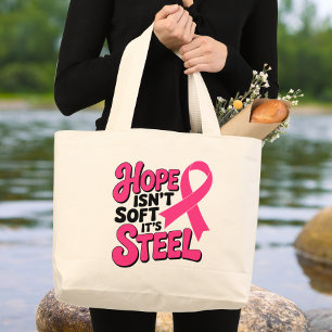 Bolsa Tote Grande Sobrevivente do Câncer da Mama Luto do Guerreiro d
