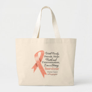 Bolsa Tote Grande Sobrevivente forte do apoio uterina do cancer