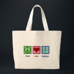 Bolsa Tote Grande Sociólogo Peace Love Sociology Professor<br><div class="desc">A Sociologia do Amor pela Paz está presente. Um presente de Natal para um sociólogo fofo para um grande professor de sociologia, professor ou professor de ciências sociais.</div>