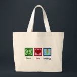 Bolsa Tote Grande Sociólogo Peace Love Sociology Professor<br><div class="desc">A Sociologia do Amor pela Paz está presente. Um presente de Natal para um sociólogo fofo para um grande professor de sociologia,  professor ou professor de ciências sociais.</div>