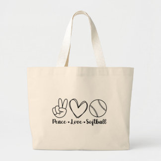 Bolsa Tote Grande Softball Peace Love