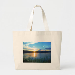 Bolsa Tote Grande Sol azul no lago