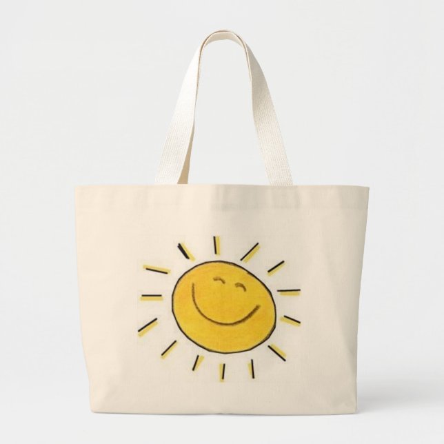 Bolsa Tote Grande Som de Rosto Feliz - Saco (Frente)