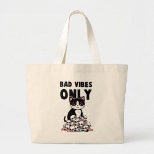 Bolsa Tote Grande Somente Vibas Más - Gato e Peles