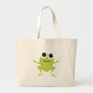 Bolsa Tote Grande Sorrindo, saltando, sacola do sapo verde