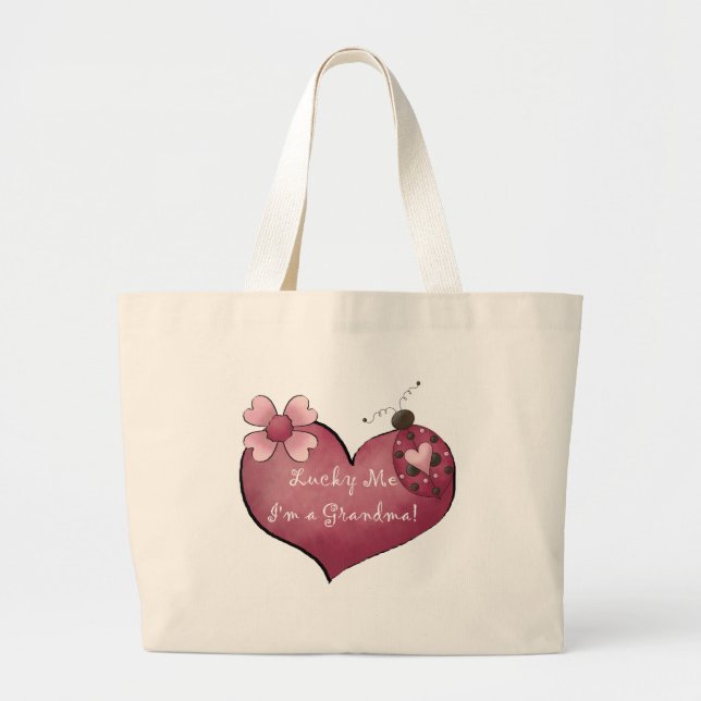 Bolsa Tote Grande Sorte que sou Camisetas e presentes da vovó (Frente)