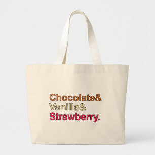 Bolsa Tote Grande Sorvete de Chocolate Vanilla Strawberry Neapolitan