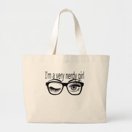 Bolsa Tote Grande Sou uma garota muito nerd com sombra de olhos roxo