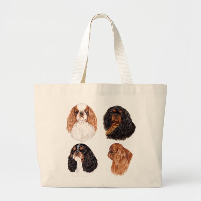 Bolsa Tote Grande Spaniel de brinquedo inglês (rei Charles) todas as (Frente)