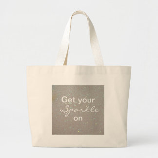 Bolsa Tote Grande Sparkles do falso & brilho - branco de creme