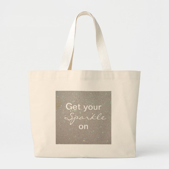 Bolsa Tote Grande Sparkles do falso & brilho - branco de creme (Frente)
