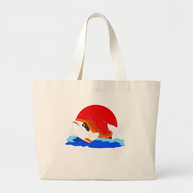 Bolsa Tote Grande Splashing Koi Tote Bag (Frente)